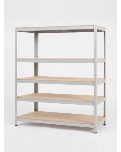 Стеллаж Конструктор 1824×1500×400 мм, 150 кг/полку, 5 полок — окрашенный каркас, полки ДСП, цвет светло-серый