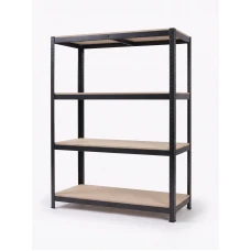 Стеллаж Конструктор 1976×1200×500 мм, 150 кг/полку, 4 полки — окрашенный каркас, полки ДСП, цвет черный