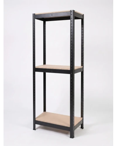 Стелаж Конструктор 1976×700×400 мм, 150 кг/полицю, 3 полиці — фарбований каркас, полиці ДСП, колір чорний